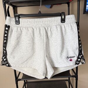 Champion Light Gray Athletic Shorts with Black Side Trim